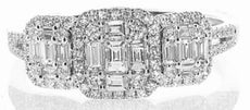 .58CT DIAMOND 18KT WHITE GOLD ROUND & BAGUETTE INVISIBLE SQUARE ANNIVERSARY RING