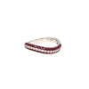 ESTATE .65CT DIAMOND & AAA RUBY 18KT WHITE GOLD 3 ROW DOUBLE CURVE FUN RING