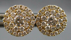 ESTATE .51CT DIAMOND 18KT YELLOW GOLD CLUSTER INVISIBLE HALO EARRING JACKET SET
