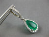 LARGE 8.10CT DIAMOND & AAA EMERALD 14KT WHITE GOLD PEAR SHAPE HANGING EARRINGS