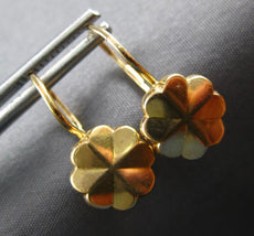 ANTIQUE 14KT YELLOW GOLD 3D FLOWER LEVERBACK HANGING EARRINGS #27265