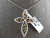 ESTATE 1.06CT DIAMOND 14KT TWO TONE GOLD 3D OPEN FILIGREE CROSS FLOATING PENDANT