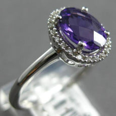 1.31CT DIAMOND & AAA AMETHYST 14KT WHITE GOLD OVAL & ROUND MULTI HEART LOVE RING