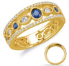 .70CT DIAMOND & AAA SAPPHIRE 14K YELLOW GOLD 3D ROUND FILIGREE MILGRAIN FUN RING