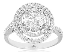 .94CT DIAMOND 14KT WHITE GOLD ROUND & MARQUISE HALO FRIENDSHIP ANNIVERSARY RING