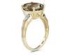 LARGE 4CT DIAMOND & AAA SMOKY TOPAZ 14KT YELLOW GOLD 3D OVAL & ROUND BAMBOO RING
