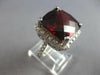 EXTRA LARGE 9.80CT DIAMOND & AAA RHODOLITE 14KT WHITE GOLD CUSHION & ROUND RING