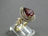 LARGE 5.20CT DIAMOND & AAA GARNET 14K YELLOW GOLD 3D DOUBLE HALO ENGAGEMENT RING