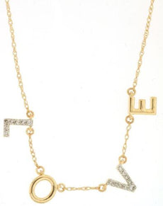 ESTATE .08CT DIAMOND 14KT YELLOW GOLD 3D CLASSIC BY THE YARD LOVE NECKLACE