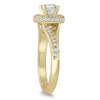 1.38CT DIAMOND 14KT YELLOW GOLD 3D ROUND HALO BEZEL CRISS CROSS ENGAGEMENT RING