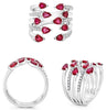 LARGE 2.32CT DIAMOND & AAA RUBY 14KT WHITE GOLD 3D PEAR SHAPE & ROUND FUN RING