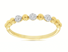 ESTATE .09CT DIAMOND 14KT YELLOW GOLD 3D CLASSIC MULTI BEAD FUN RING