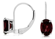 ESTATE 2.0CT AAA RHODOLITE 14KT WHITE GOLD SOLITAIRE LEVERBACK HANGING EARRINGS