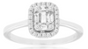 .4CT DIAMOND 14K WHITE GOLD ROUND & BAGUETTE CLUSTER SQUARE HALO FRIENDSHIP RING