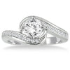 1.38CT DIAMOND 14KT WHITE GOLD 3D ROUND CRISS CROSS ENGAGEMENT WEDDING RING SET