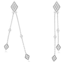 ESTATE .80CT DIAMOND 14KT WHITE GOLD BY THE YARD CHANDELIER FUN HANGING EARRINGS
