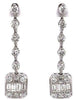 LARGE 2.05CT DIAMOND 18KT WHITE GOLD ROUND & BAGUETTE ILLUSION HANGING EARRINGS