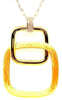 .15CT DIAMOND 18K 2 TONE GOLD MATTE & SHINY DOUBLE FUN SQUARE FLOATING PENDANT