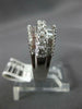 WIDE 1.66CT DIAMOND 18KT WHITE GOLD 3D ROUND & BAGUETTE 3 ROW ANNIVERSARY RING