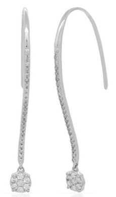.29CT DIAMOND 14KT WHITE GOLD 3D CLASSIC FLOWER LEVERBACK FUN HANGING EARRINGS