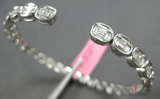 2.02CT DIAMOND 18KT WHITE GOLD OVAL INVISIBLE SEMI ETERNITY CUFF BANGLE BRACELET