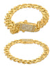 ESTATE LARGE .95CT DIAMOND 14KT YELLOW GOLD CLASSIC COMPACT CUBAN MENS BRACELET