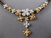 ESTATE LARGE 1.97CT DIAMOND 14KT TRI COLOR GOLD MULTI FLOWER LARIAT FUN NECKLACE