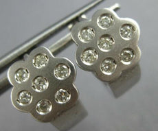 ESTATE .52CT DIAMOND 14KT WHITE GOLD FLOWER ETOILE HUGGIE FUN HANGING EARRINGS