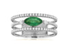 .78CT DIAMOND & AAA EMERALD 14KT WHITE GOLD PAST PRESENT FUTURE ANNIVERSARY RING