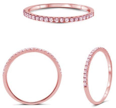 .15CT PINK DIAMOND 14KT ROSE GOLD 3D ROUND 4 PRONG SEMI ETERNITY WEDDING RING