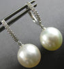 ESTATE .12CT DIAMOND & AAA SOUTH SEA PEARL 14KT WHITE GOLD FUN HANGING EARRINGS