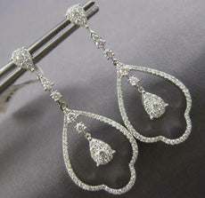 ESTATE LARGE 1.49CT DIAMOND 14KT WHITE GOLD CLUSTER CHANDELIER HANGING EARRINGS