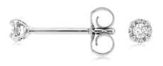 ESTATE .05CT DIAMOND 14KT WHITE GOLD 3D CLASSIC SOLITAIRE 4 PRONG STUD EARRINGS
