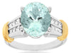 LARGE 4.65CT DIAMOND & AAA AQUAMARINE 14KT 2 TONE GOLD 3D OVAL & PRINCESS RING