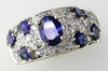 3.20CT DIAMOND & AAA SAPPHIRE 14KT YELLOW GOLD 3D OVAL & ROUND ETOILE FUN RING