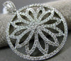 ESTATE LARGE 1.63CT DIAMOND 18KT WHITE GOLD 3D CIRCULAR FLOWER FLOATING PENDANT