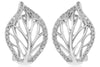 WIDE. 32CT DIAMOND 14KT WHITE GOLD 3D DOUBLE LEAF FUN CLIP ON HANGING EARRINGS