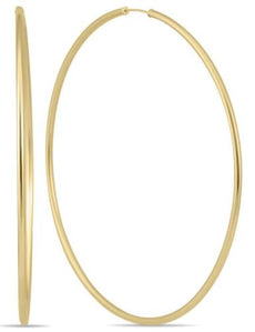 ESTATE EXTRA LARGE 14KT YELLOW GOLD 3D CLASSIC FLEXIBLE HOOP HANGING EARRINGS