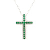 .56CT DIAMOND & AAA EMERALD 18KT YELLOW GOLD 3D CLASSIC CROSS FLOATING PENDANT