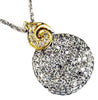 ESTATE 1.0CT DIAMOND 14KT 2 TONE GOLD ROUND PAVE CLASSIC SWIRL FLOATING PENDANT