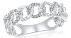 .15CT DIAMOND 14KT WHITE GOLD 3D CLASSIC MULTI LINK LOVE KNOT ANNIVERSARY RING