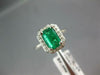 WIDE 1.09CT DIAMOND & AAA EMERALD 14KT WHITE GOLD 3D EMERALD CUT ENGAGEMENT RING