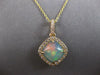 2.3CT DIAMOND & AAA AUSTRALIAN OPAL 14KT YELLOW GOLD 3D CUSHION FLOATING PENDANT