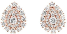 .91CT DIAMOND 14KT ROSE GOLD 3D ROUND CLUSTER PEAR SHAPE TEAR DROP STUD EARRINGS