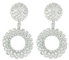 EXTRA LARGE 37CT DIAMOND 18KT WHITE GOLD ROUND MULTI ROW FLORAL HANGING EARRINGS