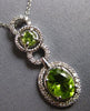 1.97CT DIAMOND & AAA PERIDOT 14KT WHITE GOLD OVAL & ROUND HALO FLOATING PENDANT