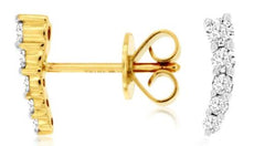 .20CT DIAMOND 14KT YELLOW GOLD GRADUATING SHARED PRONG EAR CLIMBER STUD EARRINGS