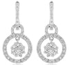 .35CT DIAMOND 14K WHITE GOLD 3D ROUND FLOWER CIRCULAR LOVE KNOT HANGING EARRINGS