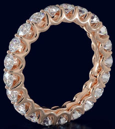 3.10CT DIAMOND 14KT ROSE GOLD 3D SHARED PRONG ETERNITY WEDDING ANNIVERSARY RING