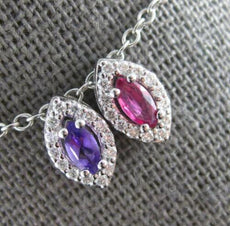 .32CT DIAMOND & AAA RUBY & AMETHYST 14KT WHITE GOLD MARQUISE SHAPE HALO PENDANT